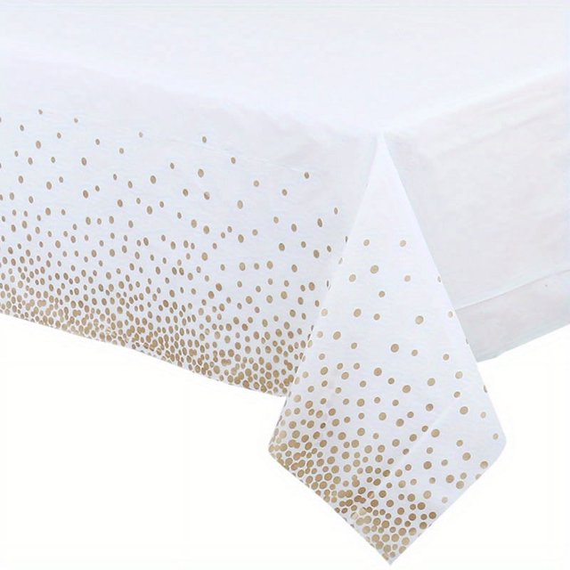 1pc, Plastic Tablecloth For Rectangle Tables, Rose Golden Dot Confetti Party Tablecloth Disposable, Rectangle Tablecloth For Party Thanksgiving Christmas Wedding, Anniversary