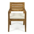 thumbnail image 4 of GDF Studio Arely Outdoor Acacia Wood Dining Chairs, Set of 2, Sandblast Natural and Beige, 4 of 6