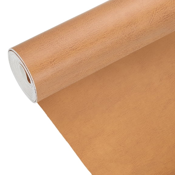 Uxcell Faux Leather Fabric, 1 Yard Waxed PU Leather Upholstery Fabric for DIY Crafts, Light Brown