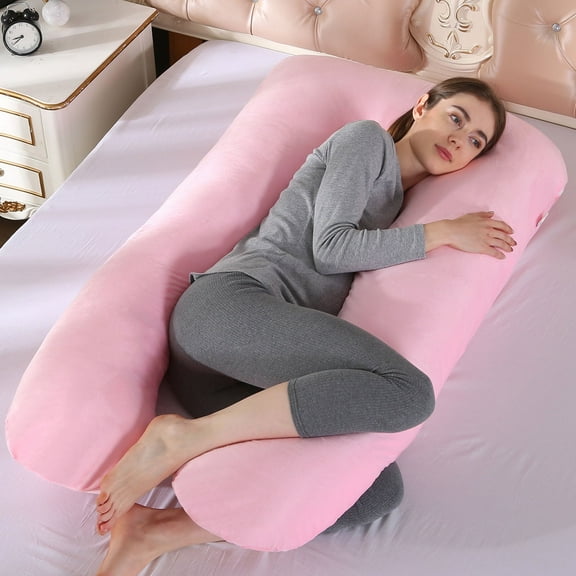 TYPPKMM U-Shape Full Body Pillow–Removable Cooling Cover -Dark Grey–Body Pillows for Adults