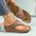 thumbnail image 5 of BADHUB Women Orthopedic Sandals Dressy Low Wedge Flip Flops with Arch Support Open Toe Slip On Thong Slides Sandals Casual Beach Shoes Brown 41, 5 of 6