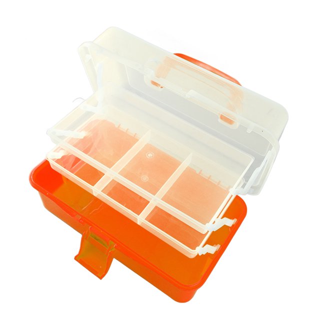 Portable Handled Folding Storage Box, Durable PP Material, Large Capacity, Three Layer Design, Translucent and Visible, Sealing Property, for Art Craft, Cosmetic Accessories