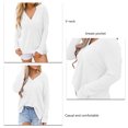 thumbnail image 4 of Tops de otoño para mujer, camisas simples informales de manga larga con cuello en V, Top holgado de talla grande con abertura y bolsillo en el pecho, 4 of 5
