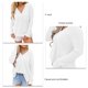 thumbnail image 4 of Tops de otoño para mujer, camisas simples informales de manga larga con cuello en V, Top holgado de talla grande con abertura y bolsillo en el pecho, blanco XXL, 4 of 5