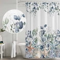 thumbnail image 4 of Spring Eucalyptus Coastal Shower Curtain Set - Standard 72" x 72" Washable Bathtub Curtain with 12 Hooks, Summer Blue Starfish Shell Waterproof Fabric Stall Shower Curtains for Bathroom Décor, 4 of 6