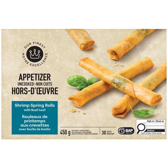 Rouleaux de printemps aux crevettes avec feuille de basilic Hors-d'oeuvre Notre Excellence 450 g