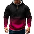 thumbnail image 3 of NTACZA Quarter Zip Hoodie for Men Gradient Pink Athletic Sweatshirt Workout Pullover Hooded Men's Sweatshirt 4XL, 3 of 5