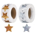 thumbnail image 1 of Uxcell 2 Rollos de Etiquetas Autoadhesivas en Forma de Estrella Brillantes de 1 Pulgada, Oro/Plata (C-79-25/C-87-25), 1 of 5