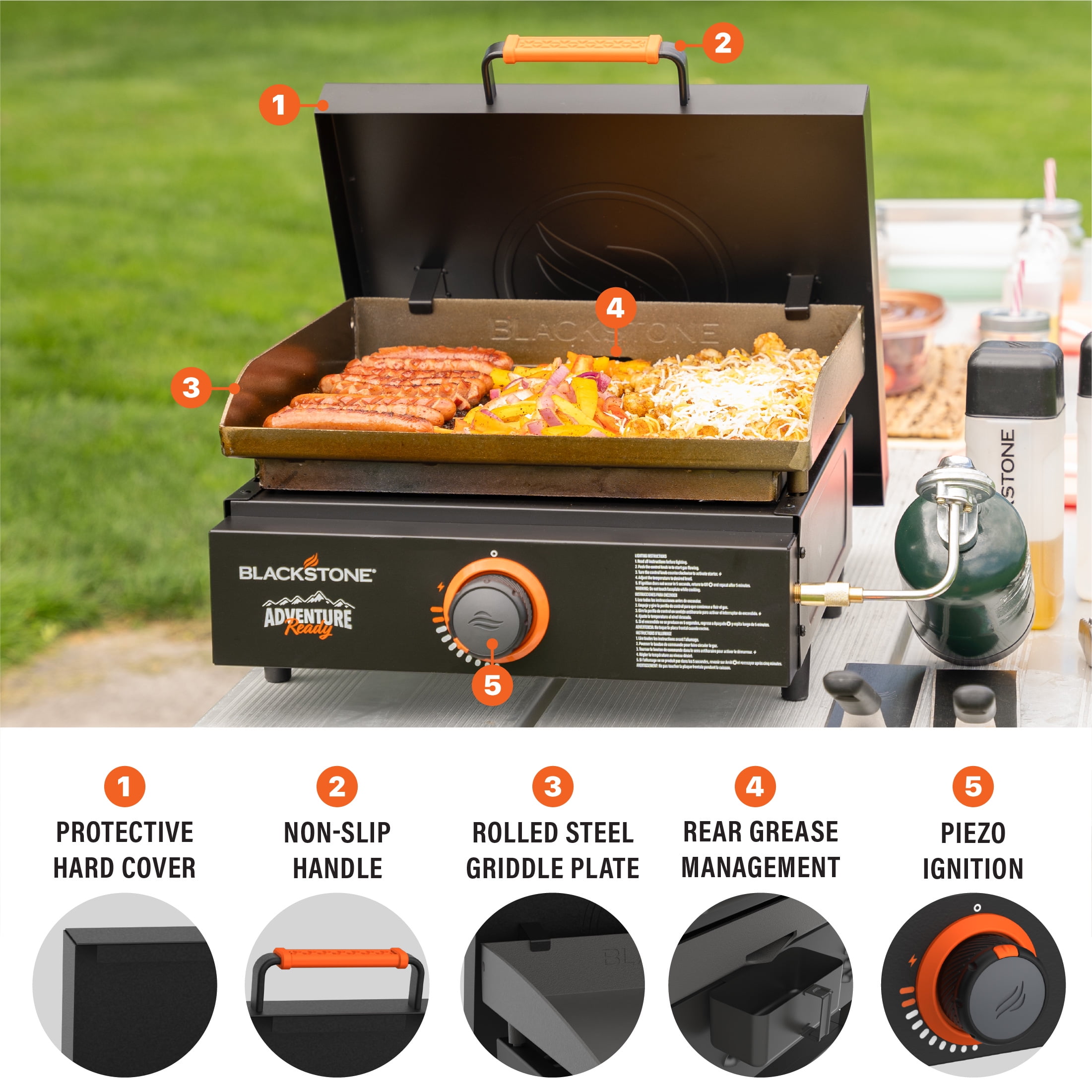 Blackstone Adventure Ready 17-Inch Propane Griddle with Hard Cover