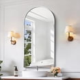thumbnail image 2 of Arched Wall Mirror 24x20 Inch Black Metal Frame Tempered Glass Large Decorative Crystal Clear Shatterproof Mirror for Entryway Living Room Mantel Bathroom, 2 of 9