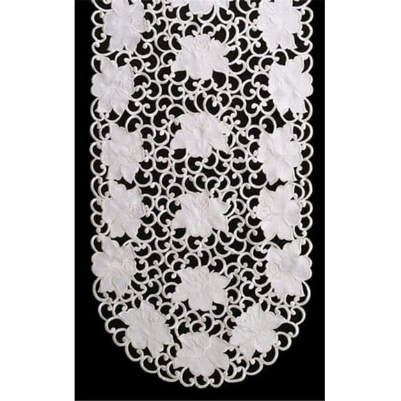 Sinobrite H7292 Cream Rose Round Doily- 8 in.