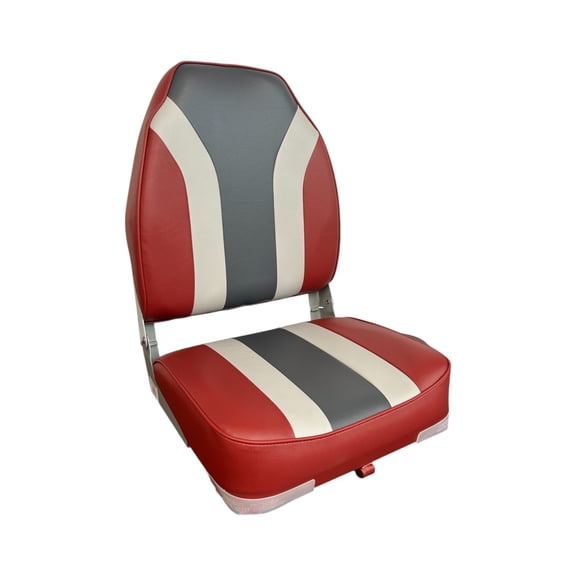 Horizon 1012-AEBC 19.25 in. Mid Back Fold Down Tracker Style Boat Seat, Red, Gray & Charcoal