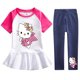 thumbnail image 4 of Ropa para niños de Hello Kitty, vestido de manga corta de algodón, pantalones, traje para niñas, falda de princesa de dibujos animados a la moda + Pantalones de dos piezas, 4 of 4
