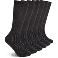 thumbnail image 1 of MD FootThera 6 Pairs Non-Binding Men's Cushioned Moisture Wicking Bamboo Diabetic Crew Dress Socks Black 9-11, 1 of 5