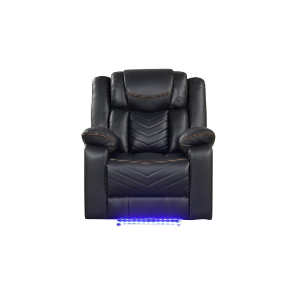 Challenger Modern LED Recliner Chair made with wood and metal frame in Black
