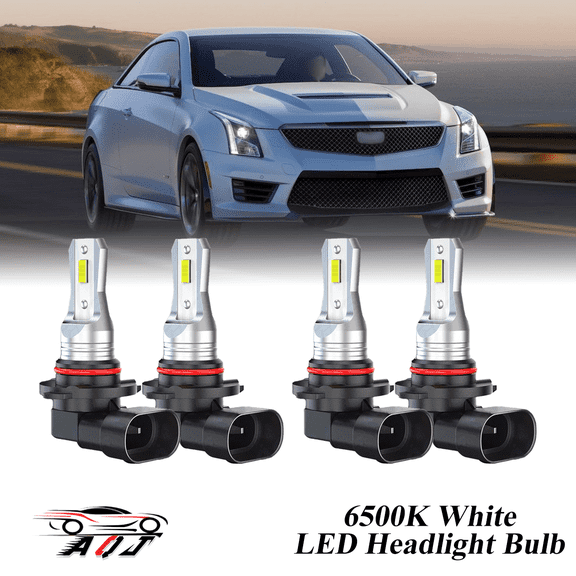 Compatible with Cadillac ATS 2013-2019 LED Headlight KIT High Low Beam Combo Bulbs (Pack of 4) , 6500K White 10,000LM Super Bright, Plug and Play