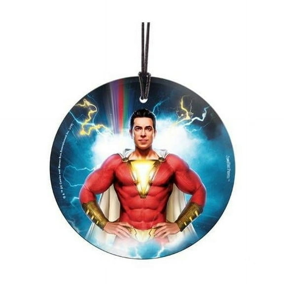 Trend Setters SPCIR977 Shazam the Superhero Inside StarFire Prints Hanging Glass