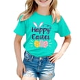 thumbnail image 1 of MIASHUI T-Shirt Graphique de Pâques à Manches Courtes pour Garçons, Confortable et Décontracté, Imprimé pour Filles, Vert Menthe, 8-9 Ans, 1 of 4