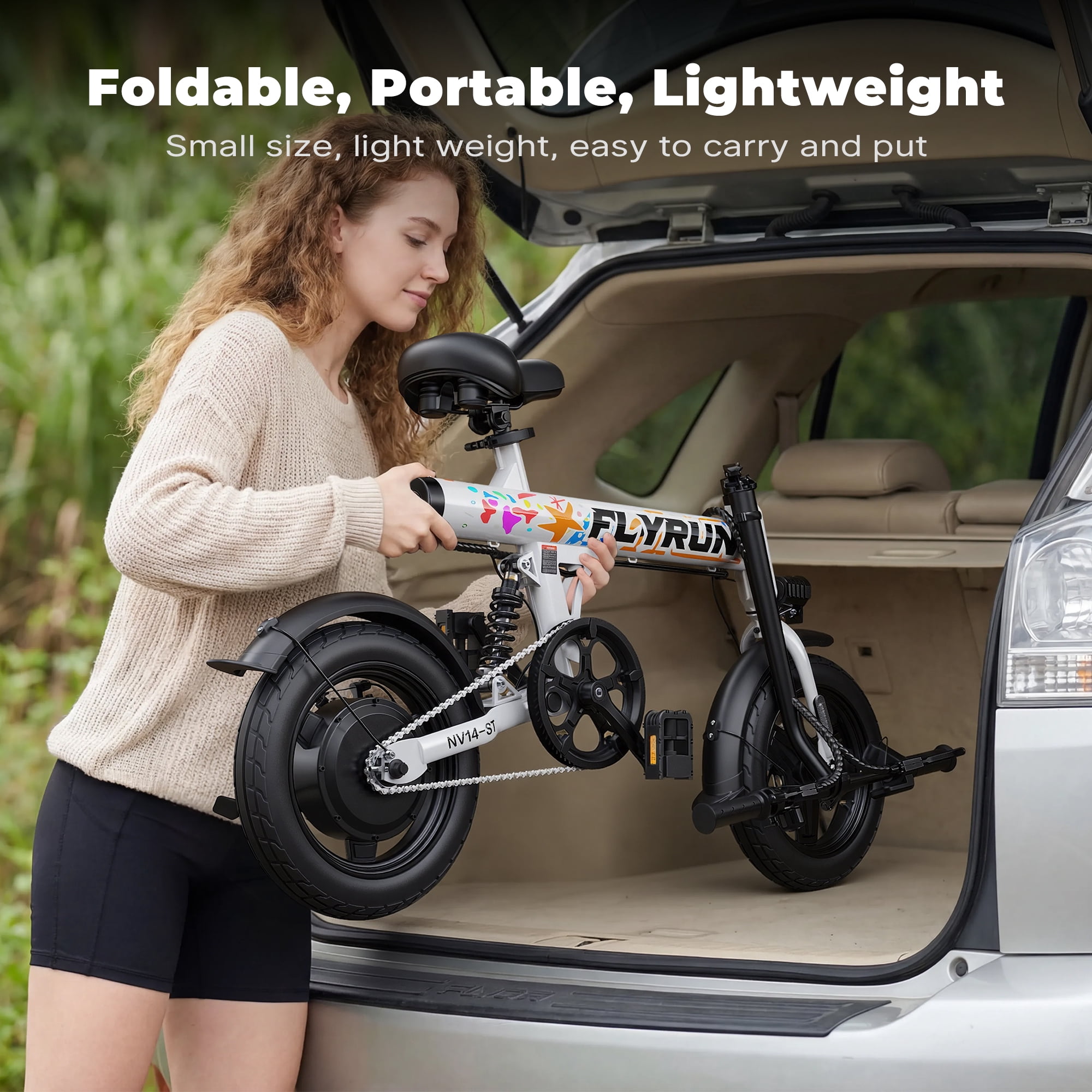 FLYRUN Electric Bike, 14" Folding Ebike for Adults, 500W Peak Motor, 36V 280.8Wh Battery, 20MPH City Commuter E-Bike, LCD Display, UL2849