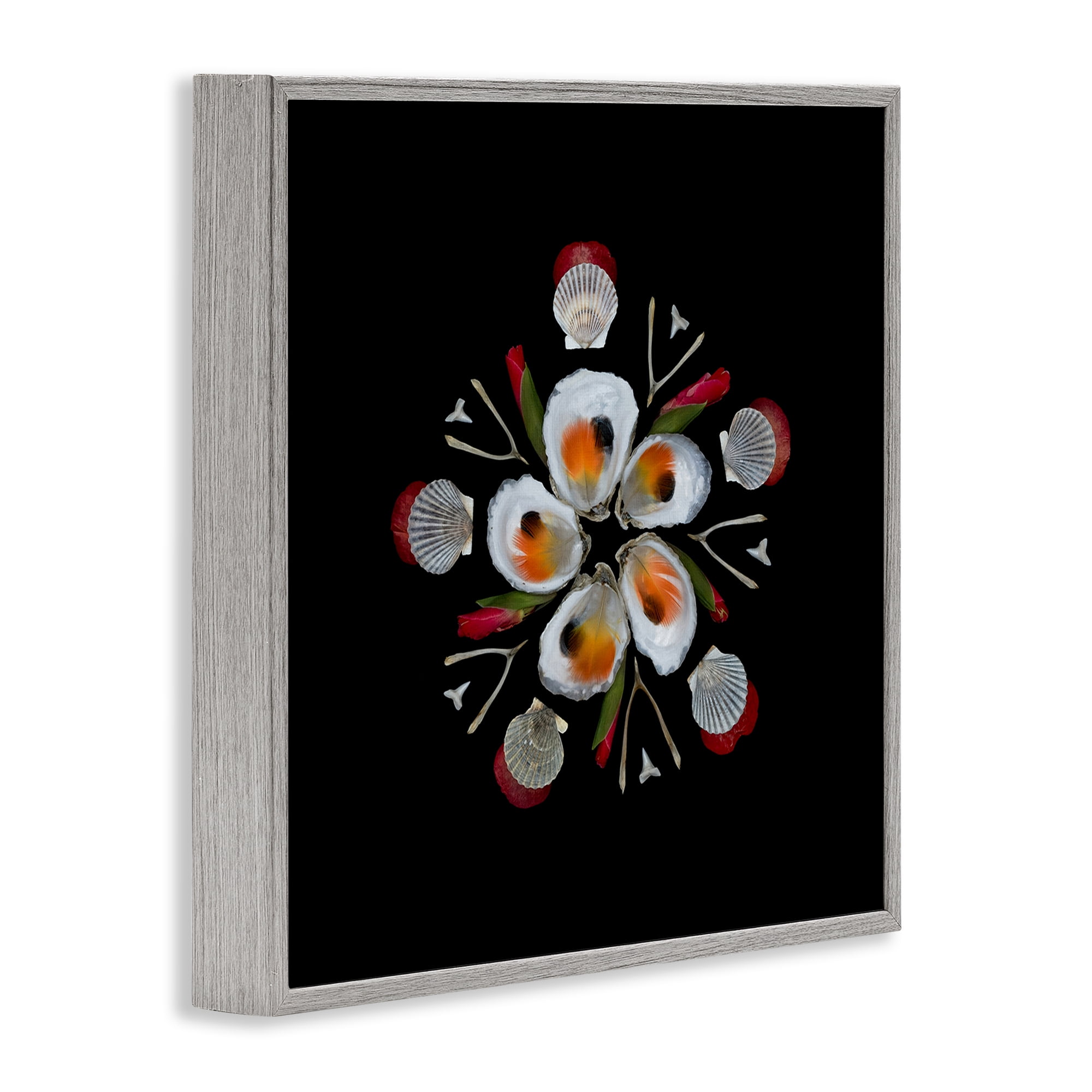 Stupell Industries Nautical Oysters Mandala Gray Framed Giclee Art, design by Beth Adoette