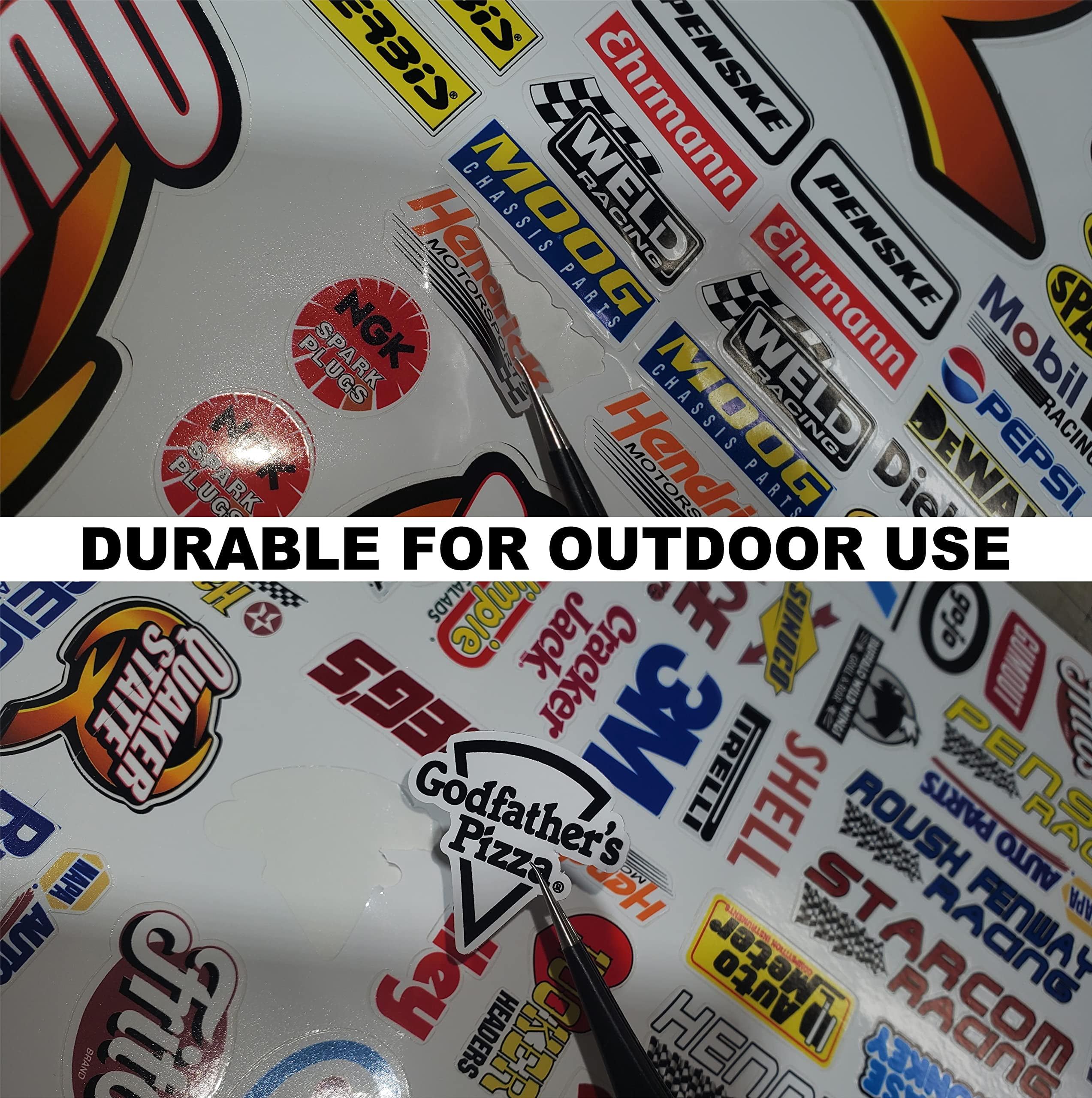 White Vinyl Sticker Variety Sheet 75-1/10th - 1/8th Scale Large 6.8" x 9.2"h Vinyl R/C Model Decal Sticker Sheet Radio Control Lexan Body