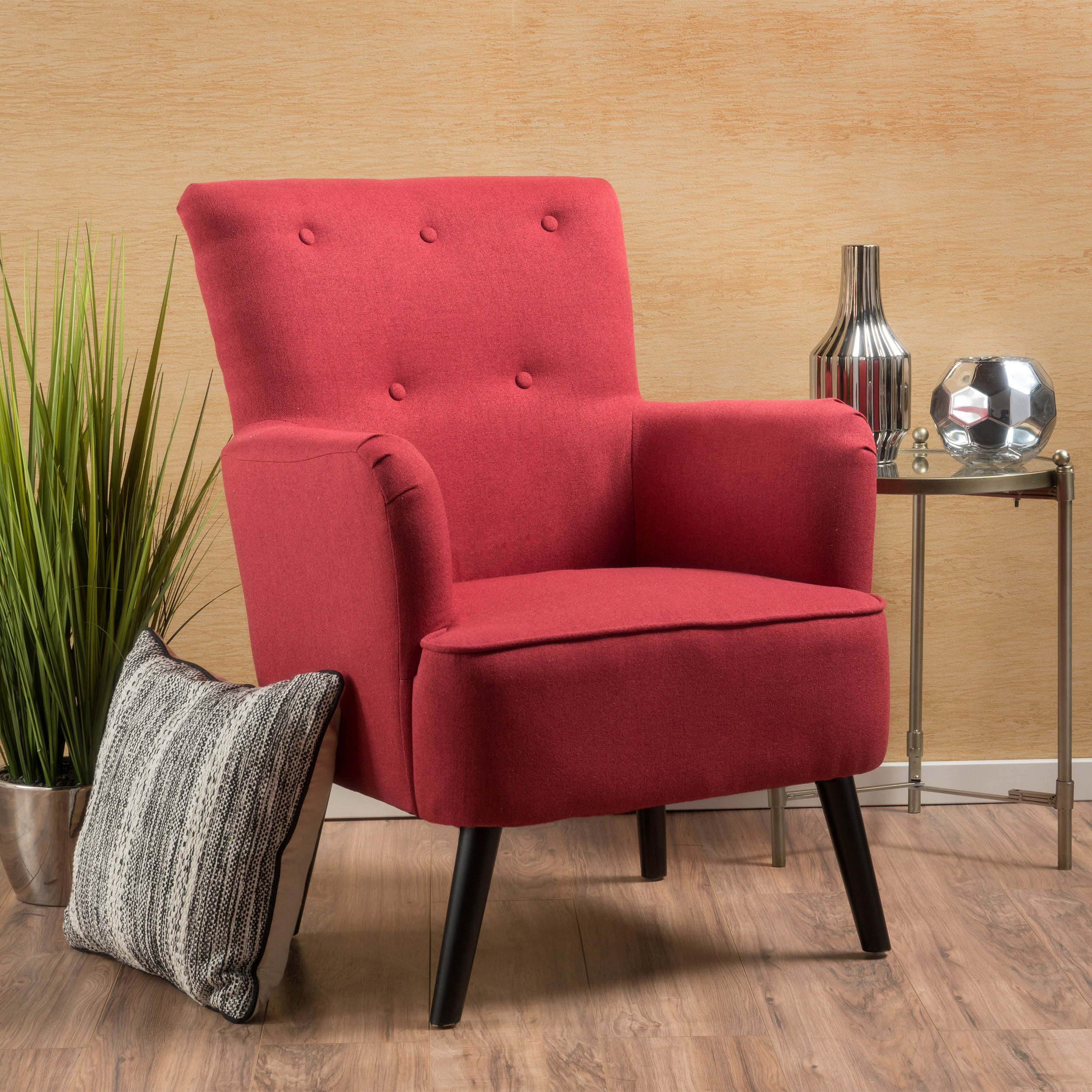 Noble House Kami Red Fabric Wingback Arm Accent Chair - Walmart.com