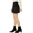 thumbnail image 4 of INSPIRE CHIC Women's Faux Suede Tie Waisted A-Line Wrap Short Mini Skirt S Black, 4 of 7