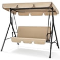 thumbnail image 6 of VIVOHOME 3-Seat Swing Glider Chair with Removable Cushion & Canopy, Steel Frame Stand, Beige, 6 of 10