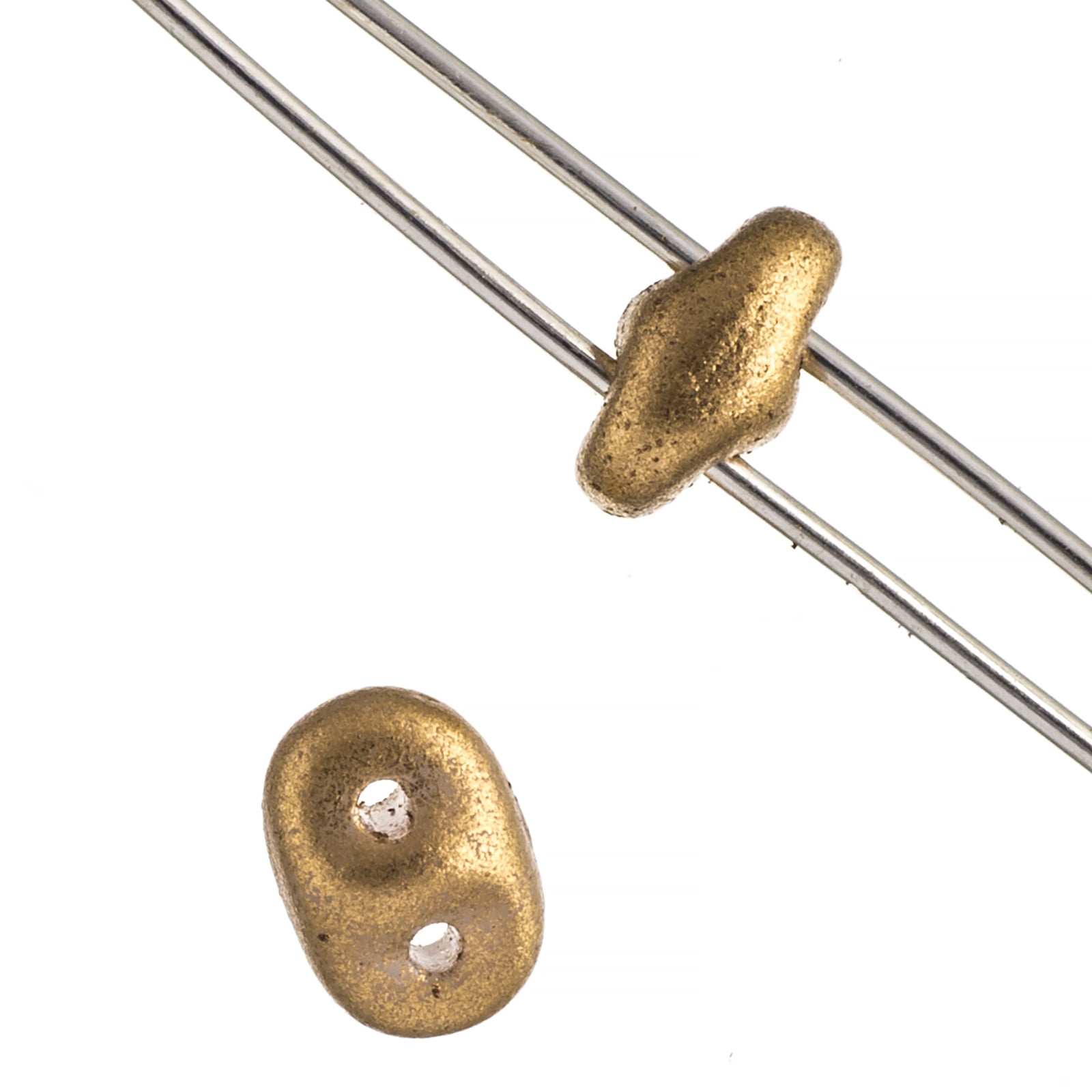 John Bead 100g Czech Glass Superduo 2-Hole Beads 2.5x5mm Crystal Bronze Pale Gold