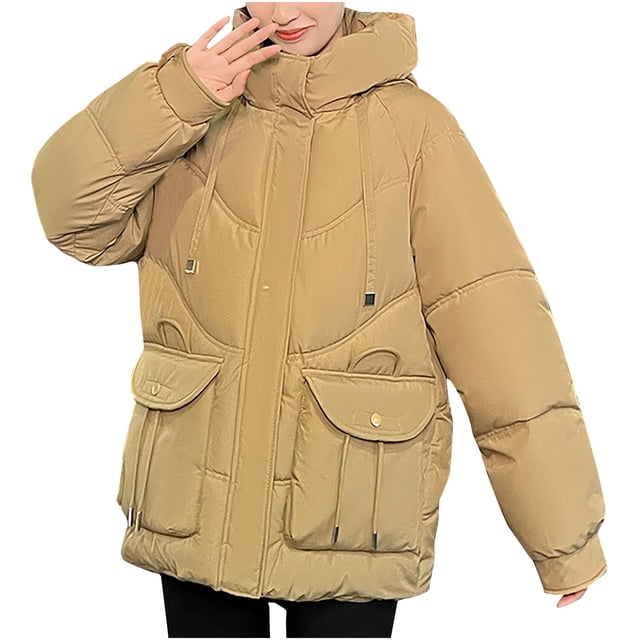 Puntoco Coat Moda Mujer Con Capucha Bolsillo Grande Borlas Abajo Chaqueta De Algodón, Engrosada Y Suelta, De Gran Tamaño, Chaqueta Adelgazante Liquidación De Chaqueta Puntoco Puntoco-1