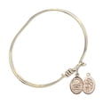 thumbnail image 2 of 5 3/4 inch Oval Eye Hook Bangle Bracelet w/ St. Sebastian/Swimming in Gold-Filled, 2 of 3
