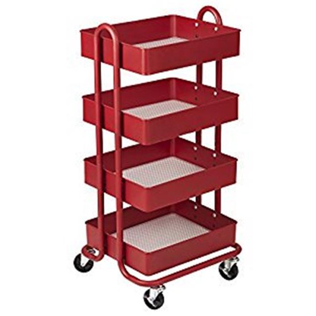 Ressources pour la Petite Enfance ELR-20702-RD Chariot Roulant Utilitaire à 4 Niveaux&44; Rouge