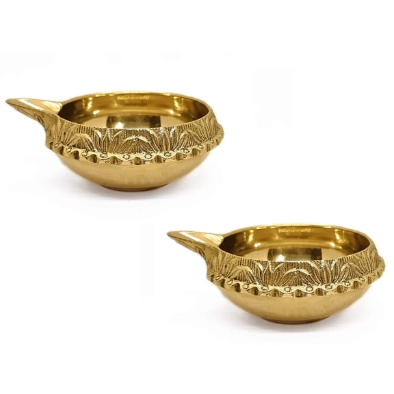 SATVIK Brass Kuber Diya Set of 2 Traditional Oil Lamp for Diwali Pooja Home Temple Festive Decor and Ritual Use