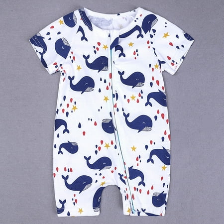 

Simplmasygenix Mothers Day Gifts Baby Romper Toddler Baby Boys Girls Cute Cartoon Animal Pattern Short Sleeve Double Zipper Romper Jumpsuit