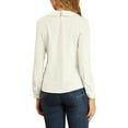 thumbnail image 3 of INSPIRE CHIC Women's Peter Pan Collar Keyhole Back Button Decor Long Sleeve Blouse XS White, 3 of 8