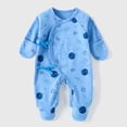 thumbnail image 2 of 3-6 Months Newborn Boys Girls Underwear Pajamas Rompers Footed Sleeper Gown Cotton Side Baby Footed Print Infant Play For 0 6 Months Dark Blue Rompers Baby Gift, 2 of 6