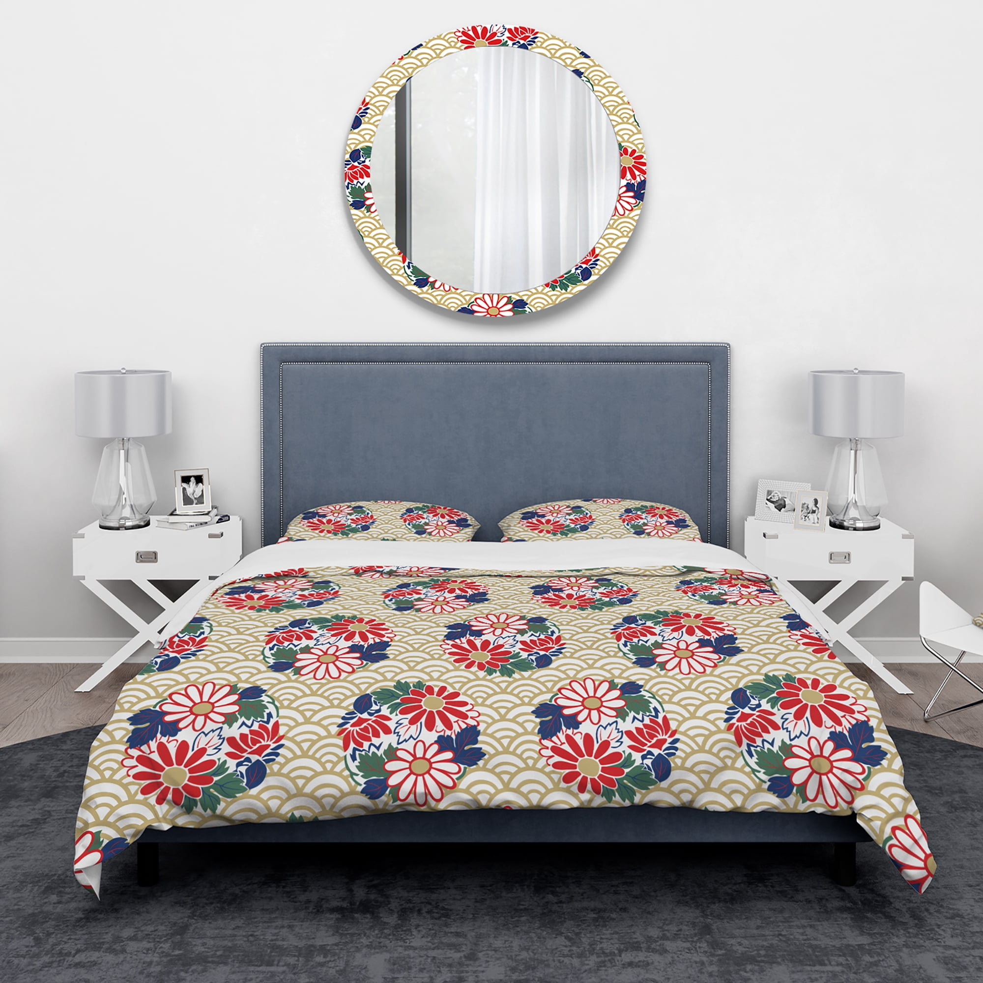 Designart 'Japanese Floral Pattern' Oriental Duvet Cover Set
