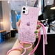 thumbnail image 1 of Funda de teléfono suave con cordón de correa de brillo transparente para iPhone 13 12 Pro Max MiNi 11 14 XS XR X 7 8 Plus 6 SE Tan Jianjun unisex, 1 of 2