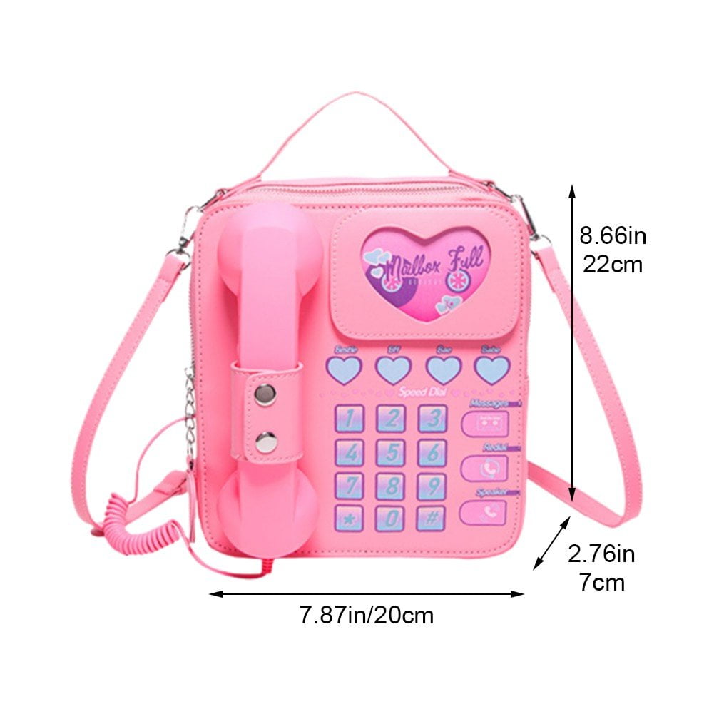 Jiibva Novelty Telephone Shaped Shoulder Bag Funny Retro Phone Design Crossbody Bag Personalized Handbags Purse for Women