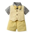 thumbnail image 7 of Boys Short Sleeve T-Shirt Shorts Overalls and Vest Set for Toddler Casual Vintage Three-piece Set Photography Performance Outfits, 7 of 7