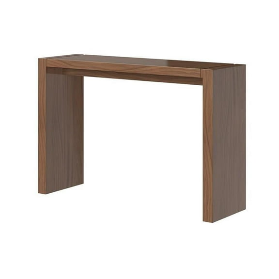 Pemberly Row 60" Lacquered Wood Narrow Bar Table in Walnut
