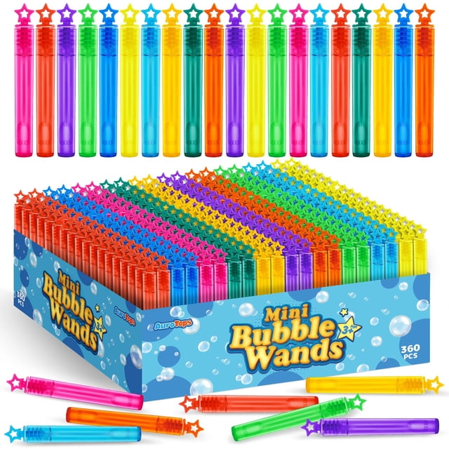 Bubble Wands AuroTops, 360 unidades, regalos de fiesta con burbujas para niños