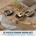 thumbnail image 3 of 5 Piece Dining Table Set for 4, Modern Kitchen Table with Upholstered Chairs for Dining Room, Wood and Metal Frame Table Set for Small Spaces, Restaurant, Wood Color, 3 of 8