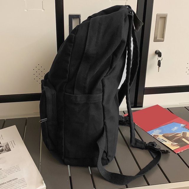 mochila retra Bolso casual unisex de lona de gran capacidad para mujeres y hombres al aire libre (negro)