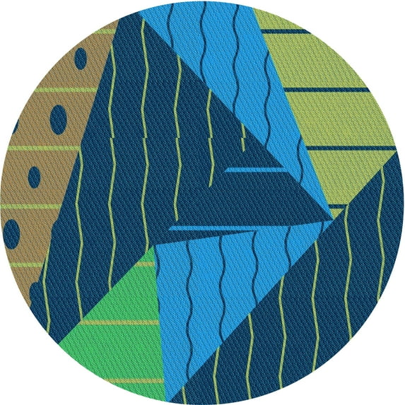 Ahgly Company Indoor Round Patterned Emerald Green Area Rugs, 6' Round