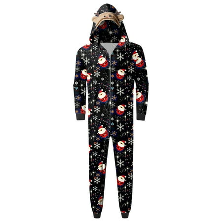 

Qxutpo Family Christmas Pajamas Matching Sets Daddy Jumpsuit for Christmas Cute Big Headed Deer Print Plaid Long Sleeve Romper Sleepwear Pajama