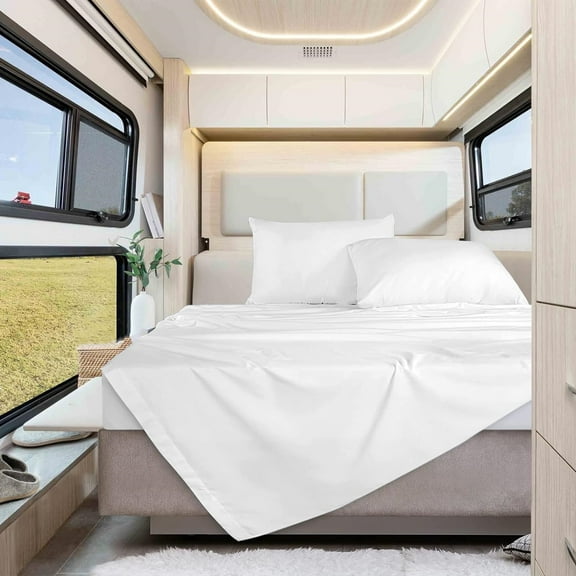 Real 300 Thread Count, 100% Egyptian Cotton, 8" Deep Pocket Sheet Set [30" x 75"] Narrow Twin Cot Size, White Color Bedsheet Sets, RV Camper Motor home bunk Cot bed boat sheet set