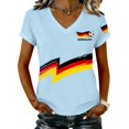 thumbnail image 1 of Women's Germany Football Graphic T-Shirt, V-Neck Casual Letter Print T-Shirt, Fashion Short Sleeve Graphic Tee, Summer Daily Lightweight Tops for Soccer Tournament 2026 Light Blue Size: 2XL, 1 of 4