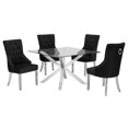 thumbnail image 1 of 47" x 47" Clear Glass 5pc Dining Set with Silver Stainless Steel, 1 of 4