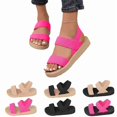 thumbnail image 3 of Flat Sandals for Women 2026 Casual Comfortable Platform Open Toe Wedge Wide Width Elastic Ankle Strap Walking Sandals Women Outdoor Party Beach Vacation Shoes,Hot Pink,40, 3 of 8